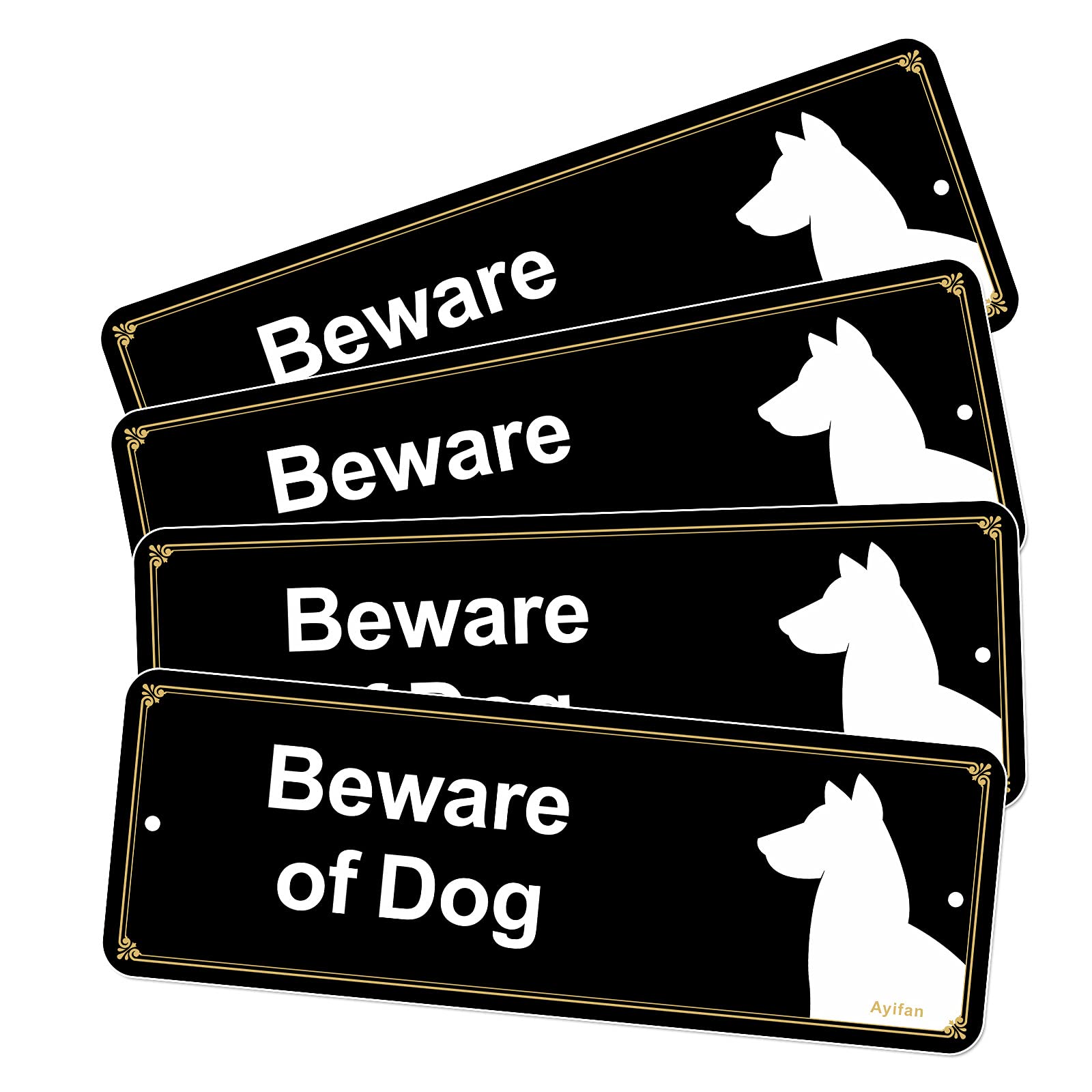 Buy 4 Pack Beware of Dog Sign for Fence Aluminum Warning Metal Sign for