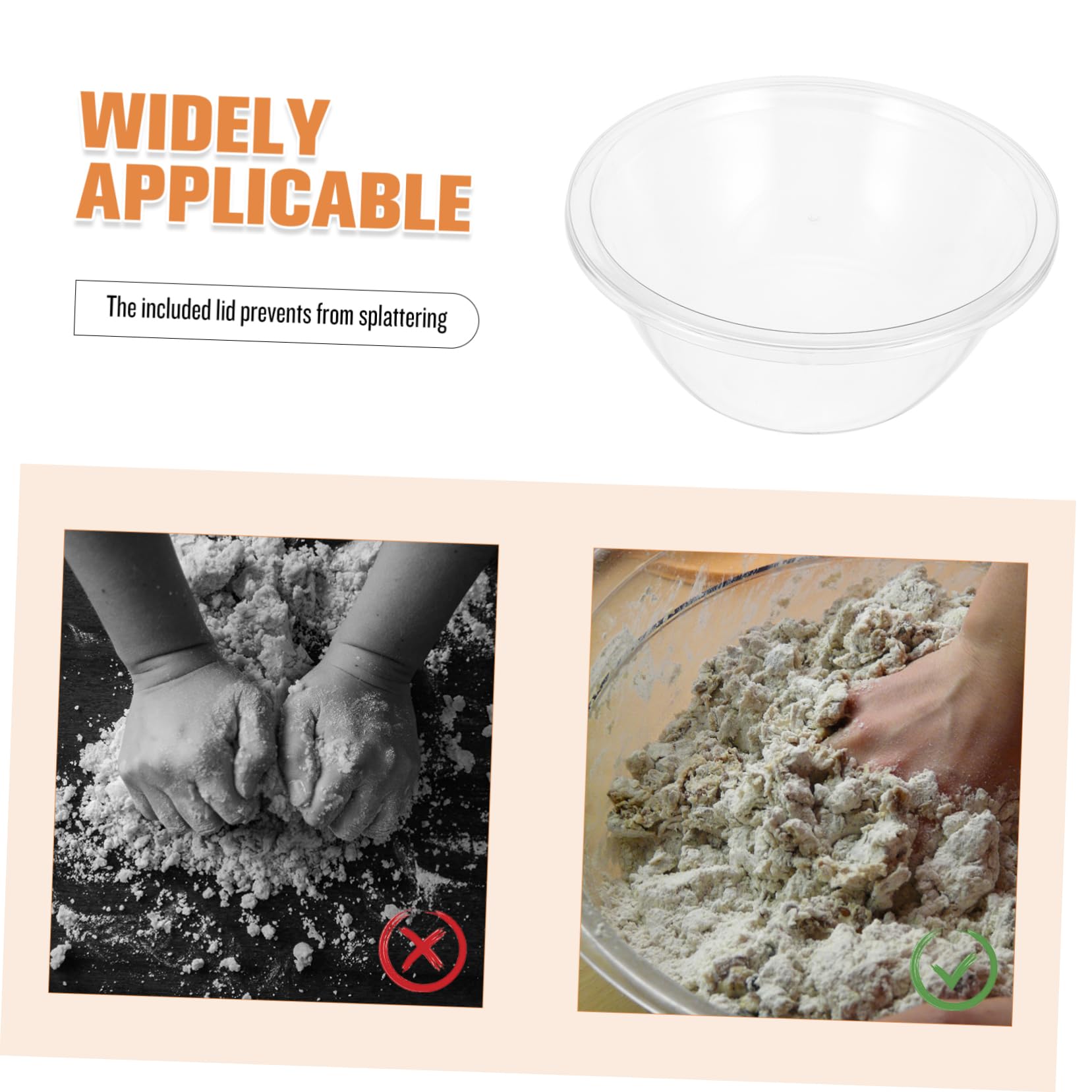 Alipis Bol Grande de Plástico con Tapa Transparente y Resistente Deformación Multiusos para Amasar Preparar Ensaladas y Almacenar para Cocina Familiar