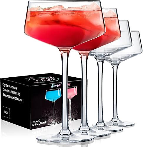 Miniatura 1 de PARACITY Martini Glasses, Coupe Glasses, Cocktails Glasses of Hand Blown, Perfect for Cocktails, Martinis, Margaritas, Parties, Valentines Day Gifts