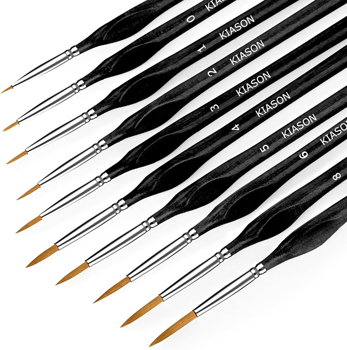Juego de 10 pinceles de pintura con detalles en miniatura, mango de madera Triangular | Pequeños consejos para acrílico, óleo y acuarela, para pintar por números, modelos, figuras, pintura facial, manualidades y dibujos para adultos, Negro