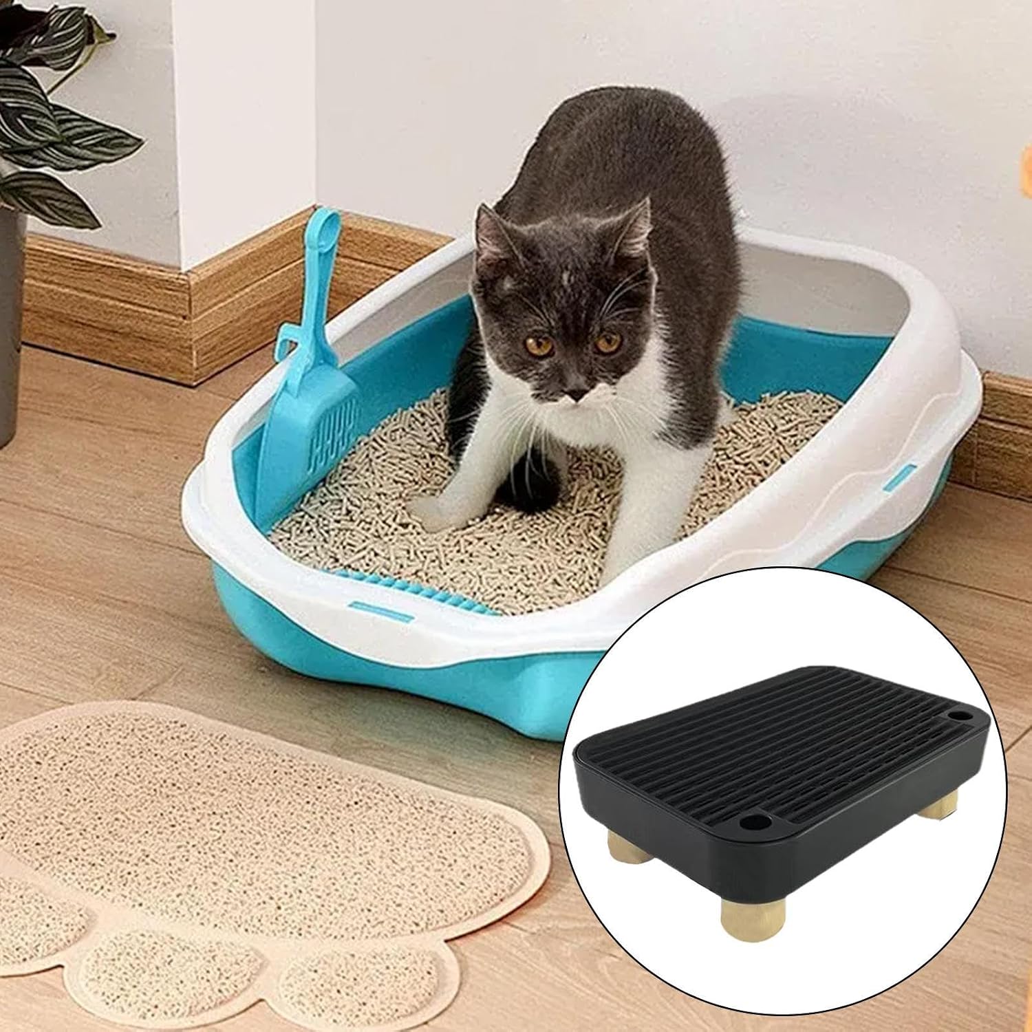 Litter Box Ramp Senior Cat Filter Function Litter Step | Washable Kitten Poop Ramp for Senior Cat, Kitten, Multi-Pet, Indoor, Home, Apartment, Living Room, Veterinary, Dormitory
