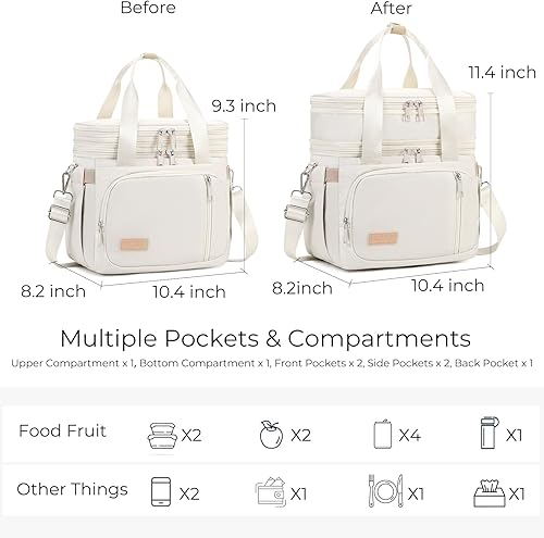 Miniatura 2 de Lonchera para hombres y mujeres, bolsa de almuerzo aislada de doble cubierta, enfriador grande a prueba de fugas, bolsas de almuerzo de doble