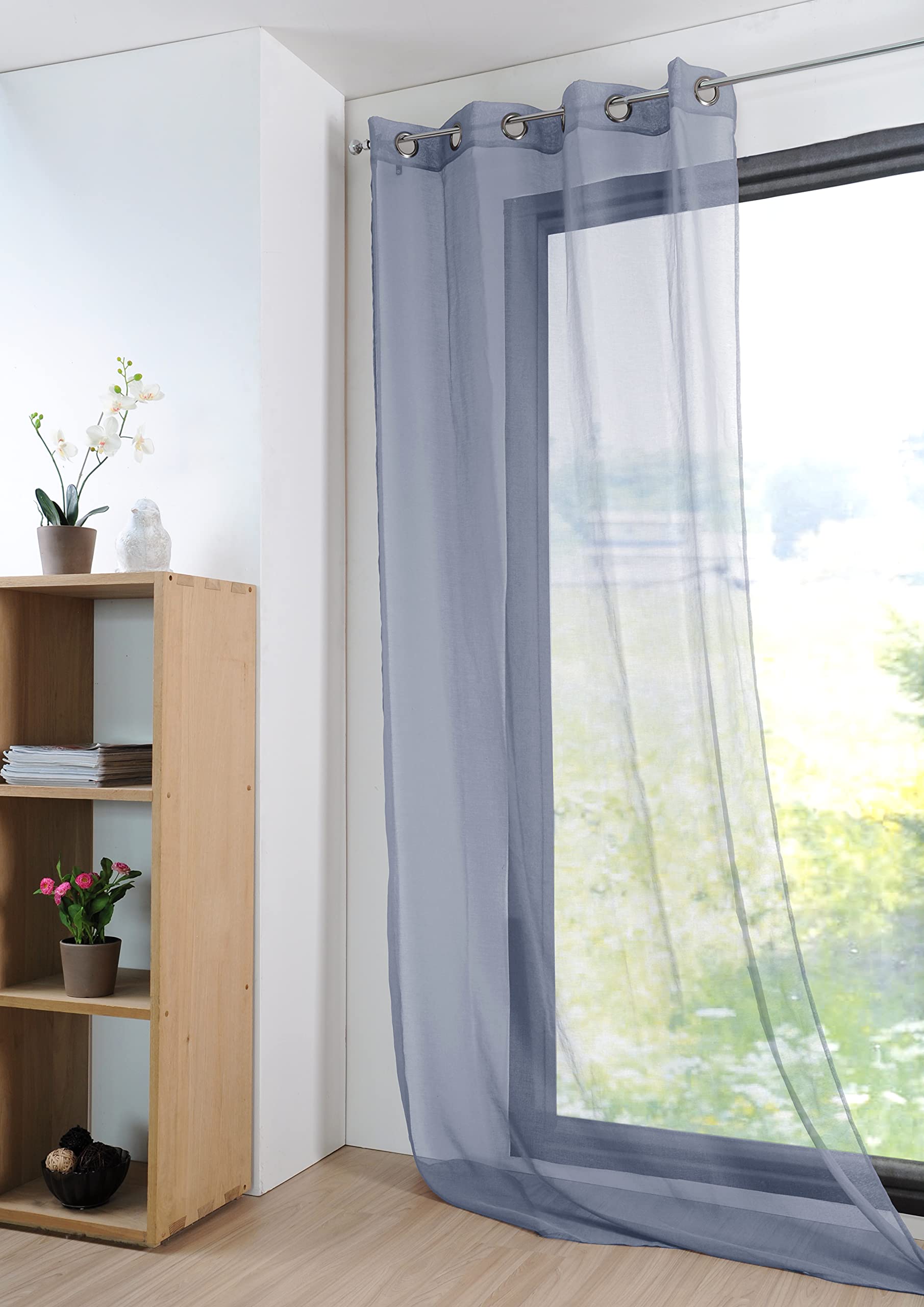 STOF Lovely Casa - Voile - Monna Model - Denim - 140 x 280 cm - 100% Polyester, W 55.1" x L 110.2" (1 Panels)