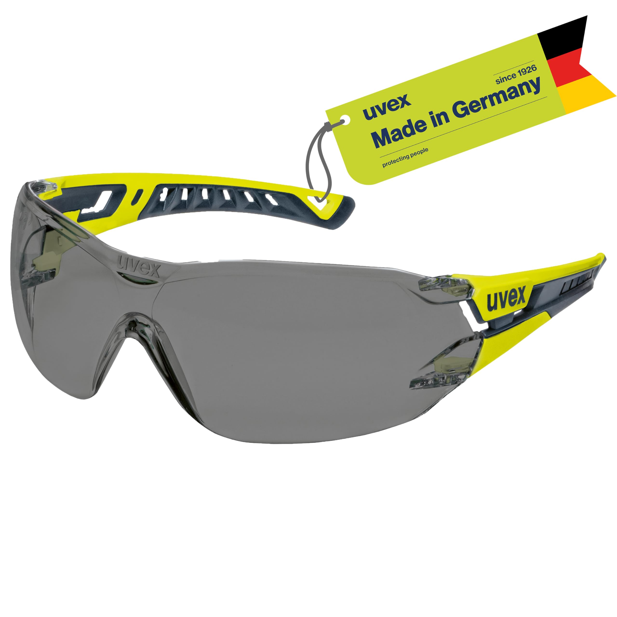 Uvex pheos nxt - premium safety glasses - anti-fog interior, extremely scratch-resistant and chemical resistant exterior - anthracite/lime, tinted - one size