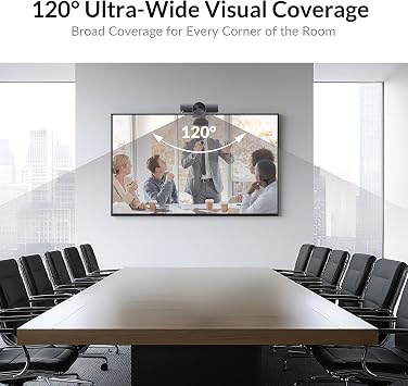 AV Access 4K Conference Room Camera - 1/1.8 CMOS, Gesture Control, Auto Framing, Presenter Tracking, Individuals Gallery, Dual Noise-Canceling Mics, Privacy Cover, 120 FOV, ePTZ 5X Zoom Webcam