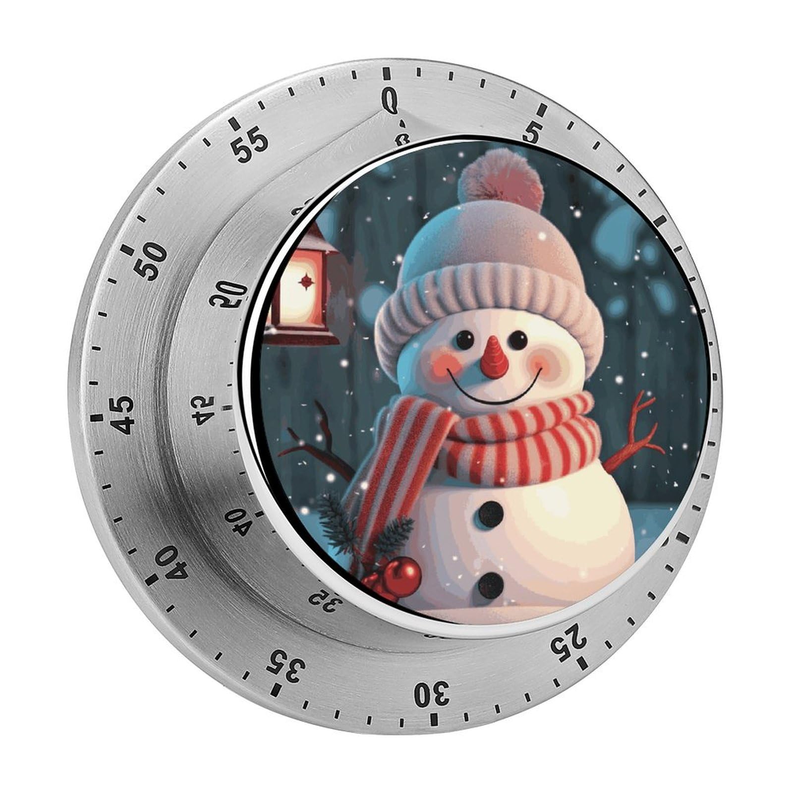 Cute Snowman Manual Countdown Timer with Magnetic Base Visual Mechanical Timer for Classroom Home Study and Cooking
