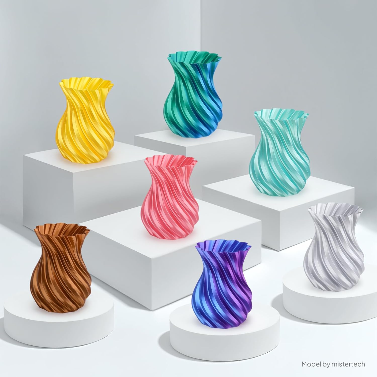 Silk PLA 3D Printer Filament 1.75mm 2kg, Silk Silver Gray PLA, Dimensional Accuracy +/-0.02mm, Smooth & Shiny Texture, Multi Color 3D Printing Filament