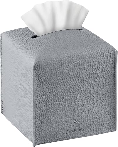 Funda para caja de pañuelos, Jeethemy Caja de pañuelos cuadrada de piel sintética PU, organizador de papel facial moderno, dispensador, 5 x 5 x 5
