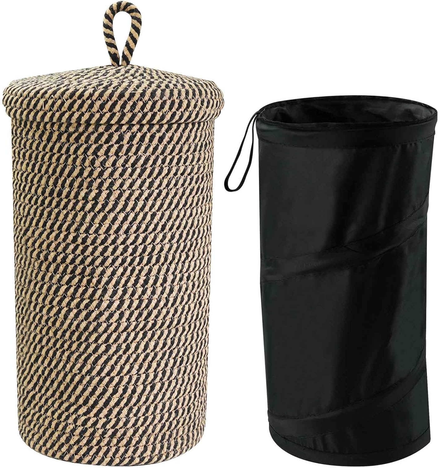 3-Roll Jute Toilet Paper Storage Basket with Lid Removable Washable Liner Bath Tissue Holder Organizer