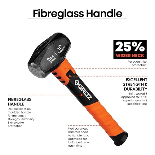 Miniatura 4 de Groz 36560 Martillo de perforación de 2 libras con mango de fibra de vidrio, 11"