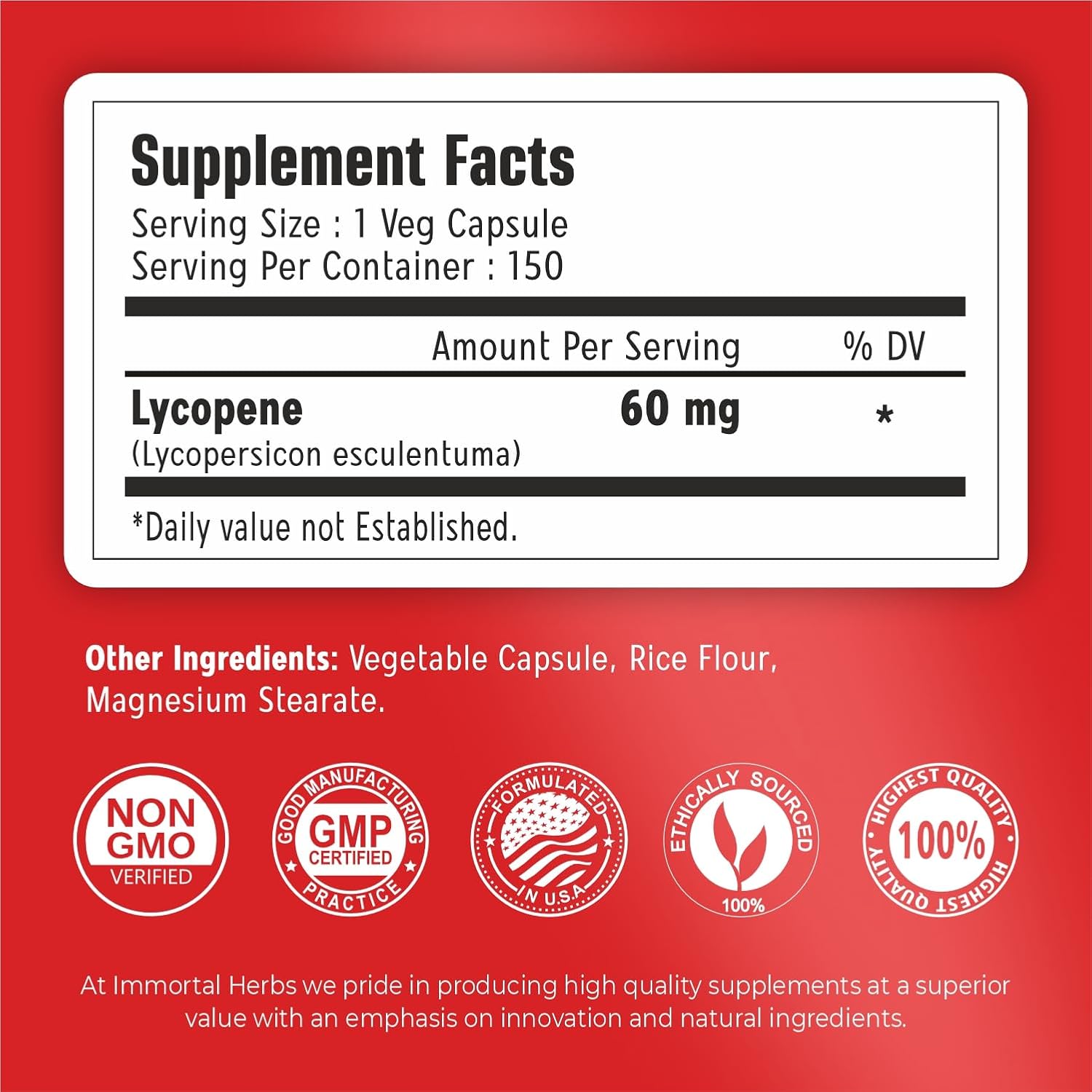 Lycopene Supplement for Men 60mg, 120 Capsules, Natural Tomato Extract Powder, 4 Month Supply, 100% Veg Lycopene Complex, Non-GMO and Gluten Free Carotenoid Supplement - Image 2