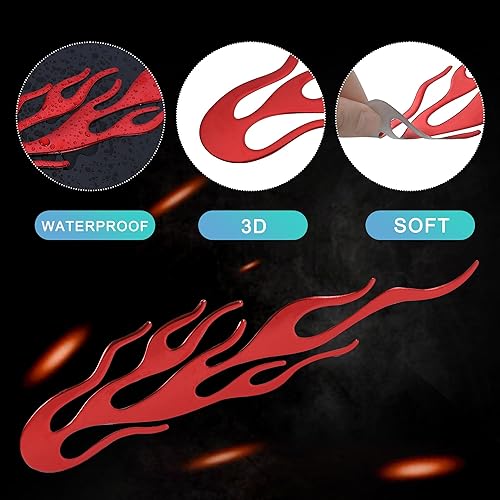 Miniatura 3 de TOMALL 2 calcomanías brillantes de llama 3D de 7.8 pulgadas para automóvil, carreras de llamas, deportes, rayas cromadas, calcomanías para carrito