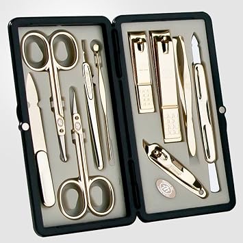World No. 1, Three Seven 777 Travel Manicure Pedicure Grooming Kit Set, Total 10 PC, Model TS-2100G,Personal Nail care,Stainless steel, Made in Korea, Since 1975