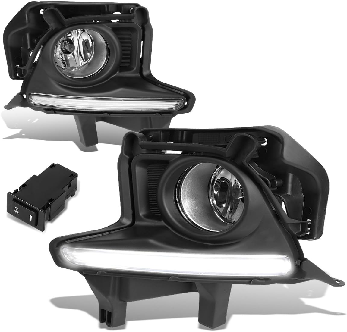 DNA MOTORING FL-ZTL-247-CH LED DRL Fog Light With Bezel & Switch Driver & Passenger Side Enhance visibility [Compatible with 14-16 Toyota Highlander]