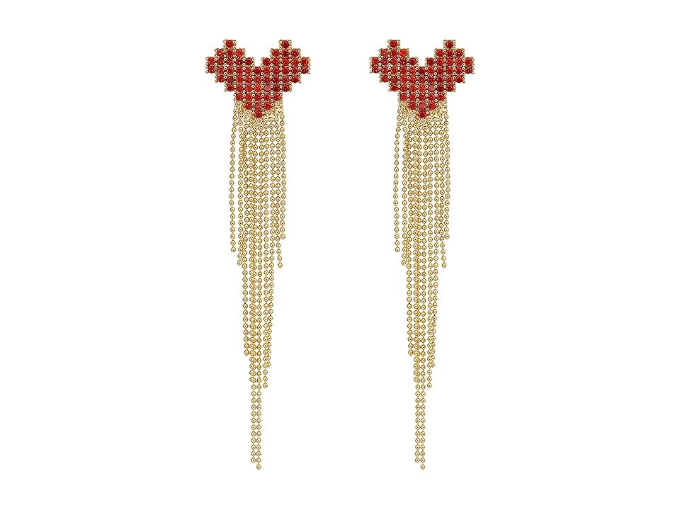 

Nina Pave Heart Fringe Earrings (Gold/Red CZ) Earring