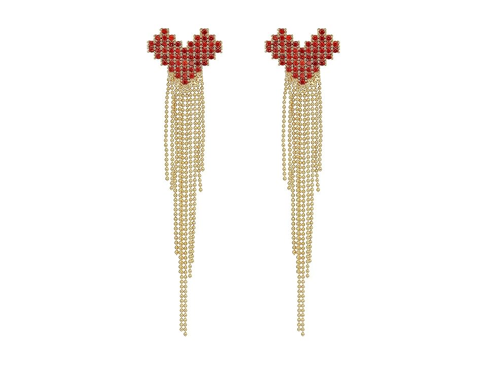 

Nina Pave Heart Fringe Earrings (Gold/Red CZ) Earring