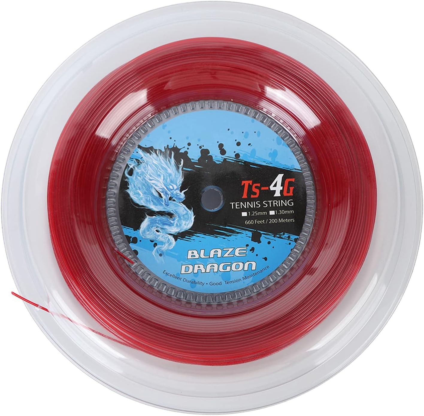 mlidaTennis Racquet String, Powerful Performance TS 4G Polyester 200m Reel Tennis String High Strength for Offensive Players for Outdoor (1.30mm)