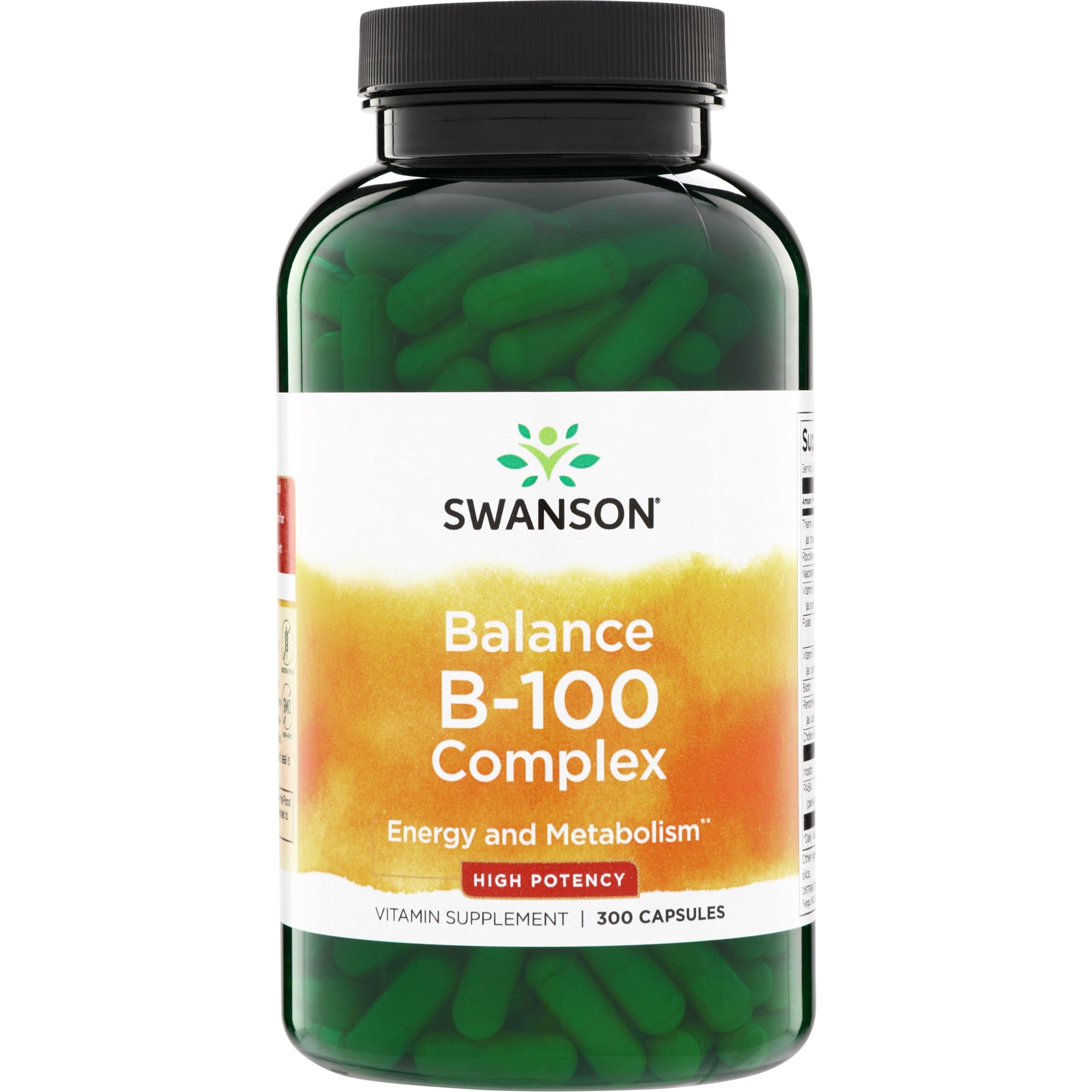 Swanson B-100 B-Complex Vitamins Energy Cardio Stress Metabolism Support 300 Capsules