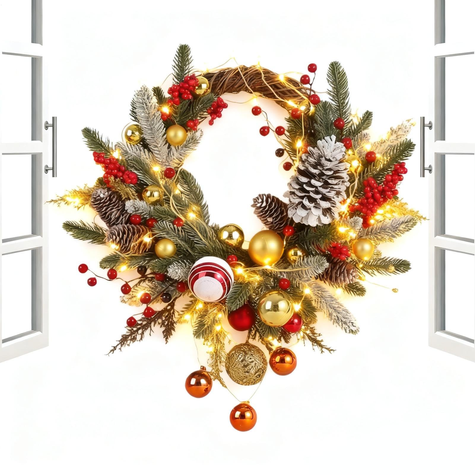 Couronnes de Noël pour intérieur et fenêtres de maison pendant l'hiver