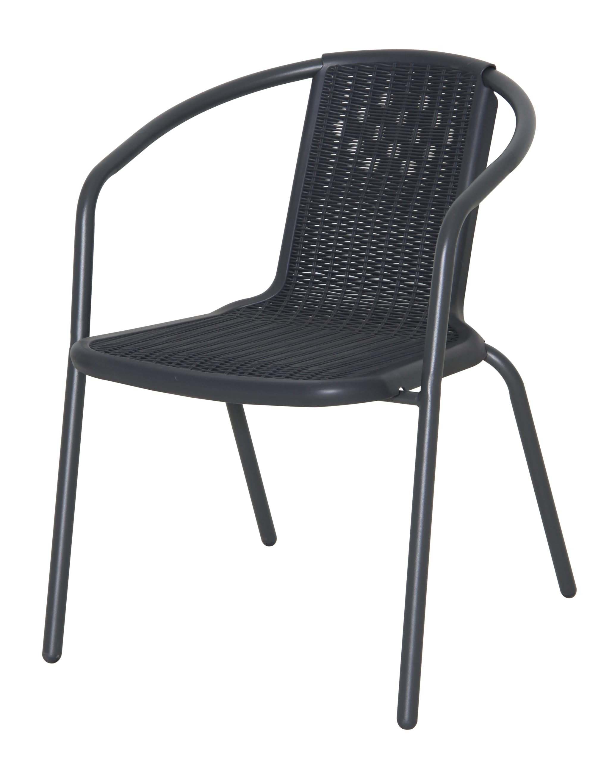 aro Silla de Exterior Gastro, de Acero y poliratán, con reposabrazos, para terraza/Bar/Restaurante/Eventos, Resistente a la Intemperie, marrón (Gray)