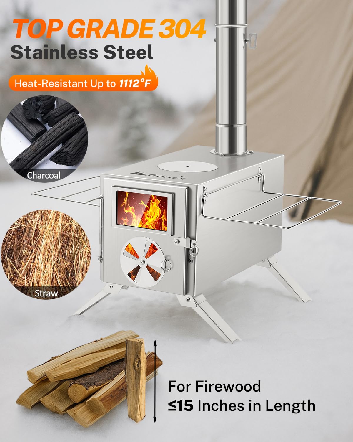 TrekRevive Tuyau De Cheminée En Titane Enroulable – 2 M, Diamètre 6 Cm, Ultra-léger (260 G), Pour Poêle De Tente, Camping, Chasse