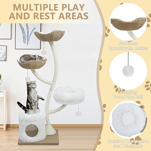 Miniatura 3 de Torre de gato pequeño para gatos, condominio para gatos de hasta 7 libras, escalera de escalada, árbol para gatos de interior con poste de