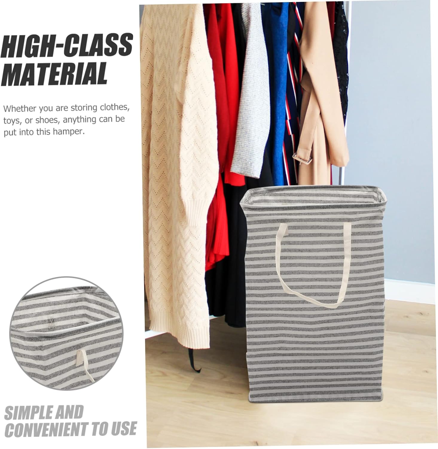 Large Capacity Foldable Laundry Basket Portable Clothes Bag with Handle Modern Cotton Linen Storage Hamper for Dirty Clothes Blankets Pillows Compact Foldable Storage for Bathroom