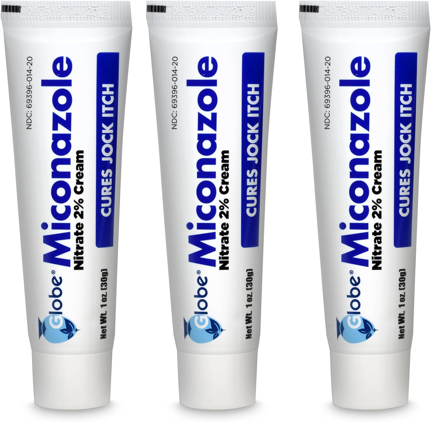 Miconazole Globe (3 Pack) Nitrate 2% Cream 1 oz, Cures Most Athletes Foot, Jock Itch, Ringworm and More.