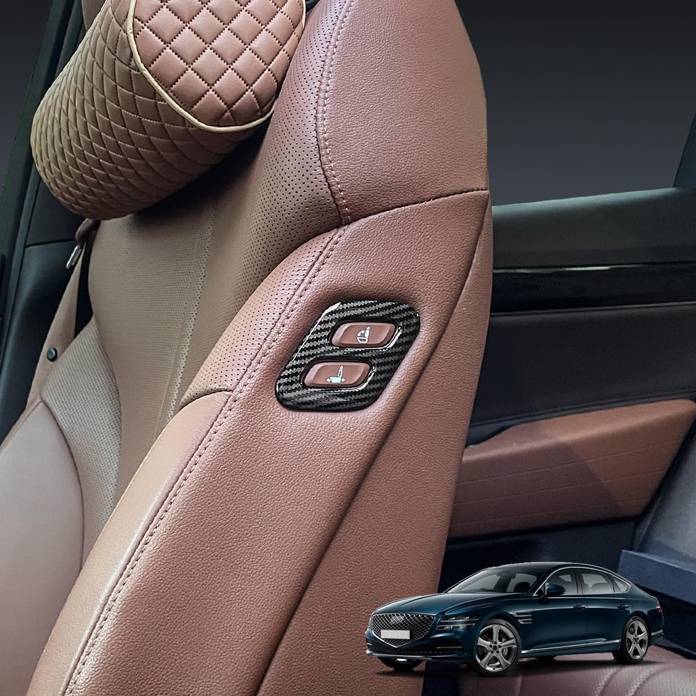 Cnaurda Seat Back Adjust Button Switch Panel Cover, Interior Decor Trim Sticker Interior Accessories Compatible with Genesis G80 2021-2025 (Wood Grain Pattern)