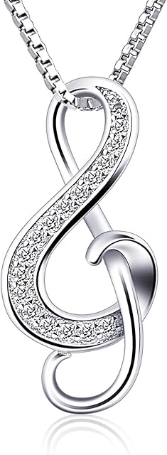 B.Catcher Silver Necklaces Music Note Pendant Necklace S925 Sterling Silver Women Jewellery