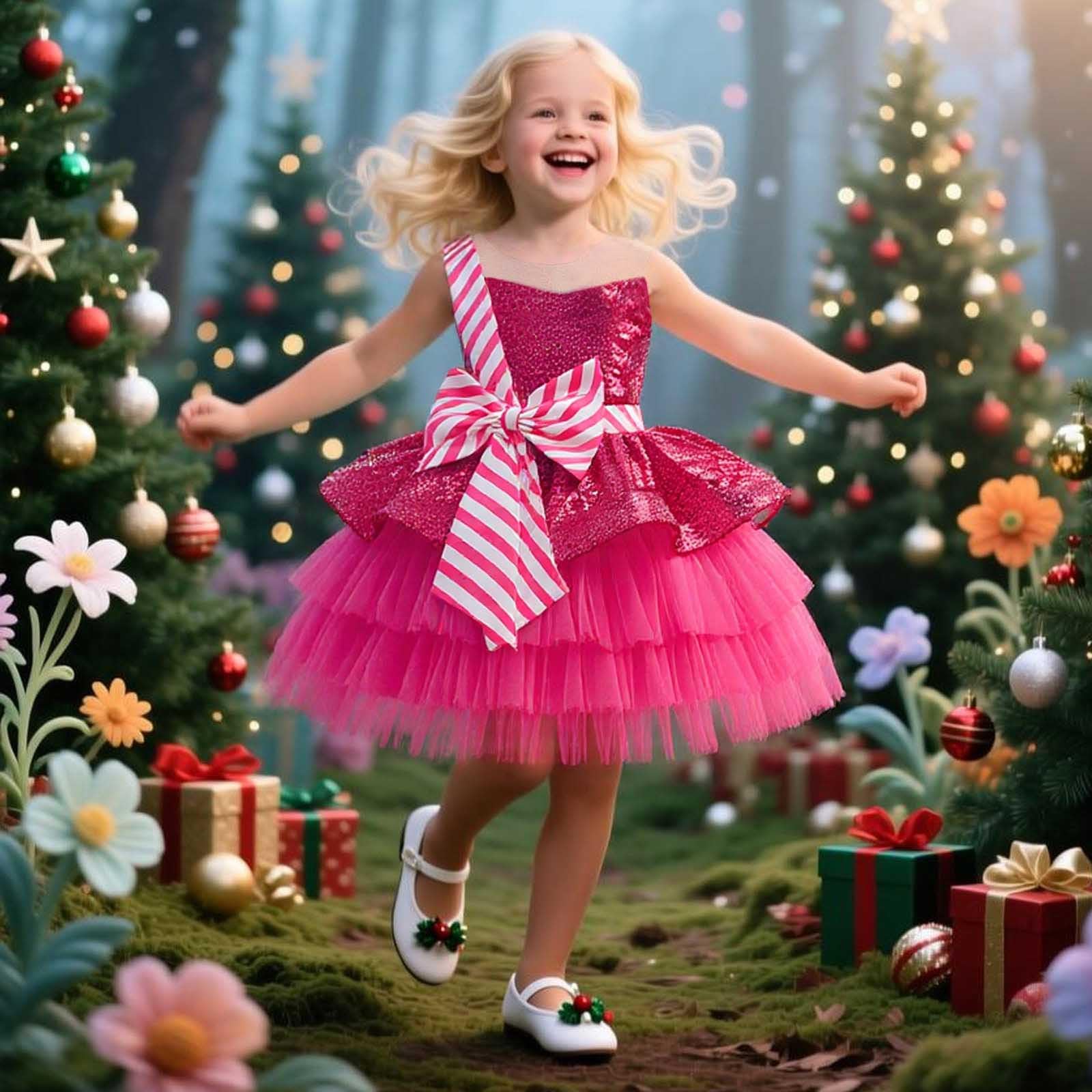 Tutu Ballet Niña Tutu Niña Falda Todas Las Estaciones Vestido Sin Mangas Navideño para Concursos Y Galas, Tutú Elegante con Detalles Festivos para Eventos Especiales
