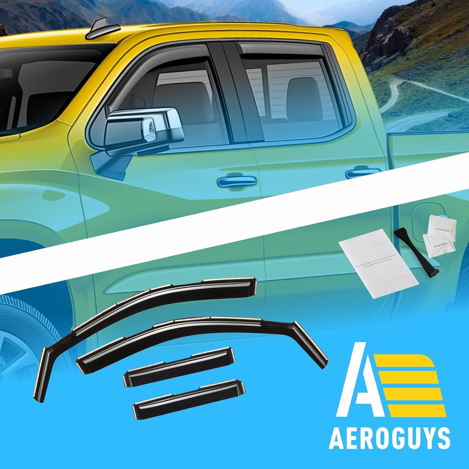 Extra Durable Window Deflectors In-Channel Window Visors Rain Guards Fit for Chevrolet (Chevy) Silverado 1500 2019-2026 Double Cab,Sun Visors,Wind Vent for Shades,Exterior Car Accessories- 4pcs.AG0023