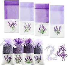 Lvjkes 24 pièces Sacs de Lavande Sachet, Sacs vides Coton Violet de Gaze de Cordon pour la Lavande,Les épices et Les Herbes, Sachets de Parfum pour larmoire, Sac Cadeau pour arôme de Voiture (B)