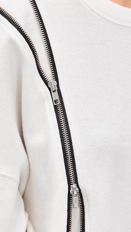 R13 Women's Zippered Crew Neck Pullover