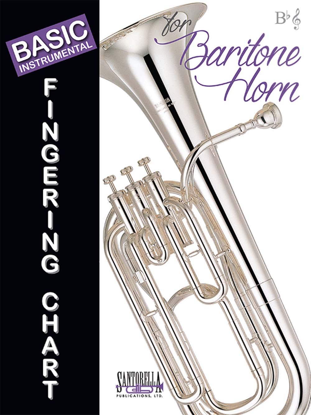 Basic Fingering Chart for Baritone Horn in Treble Clef in Bb Tony