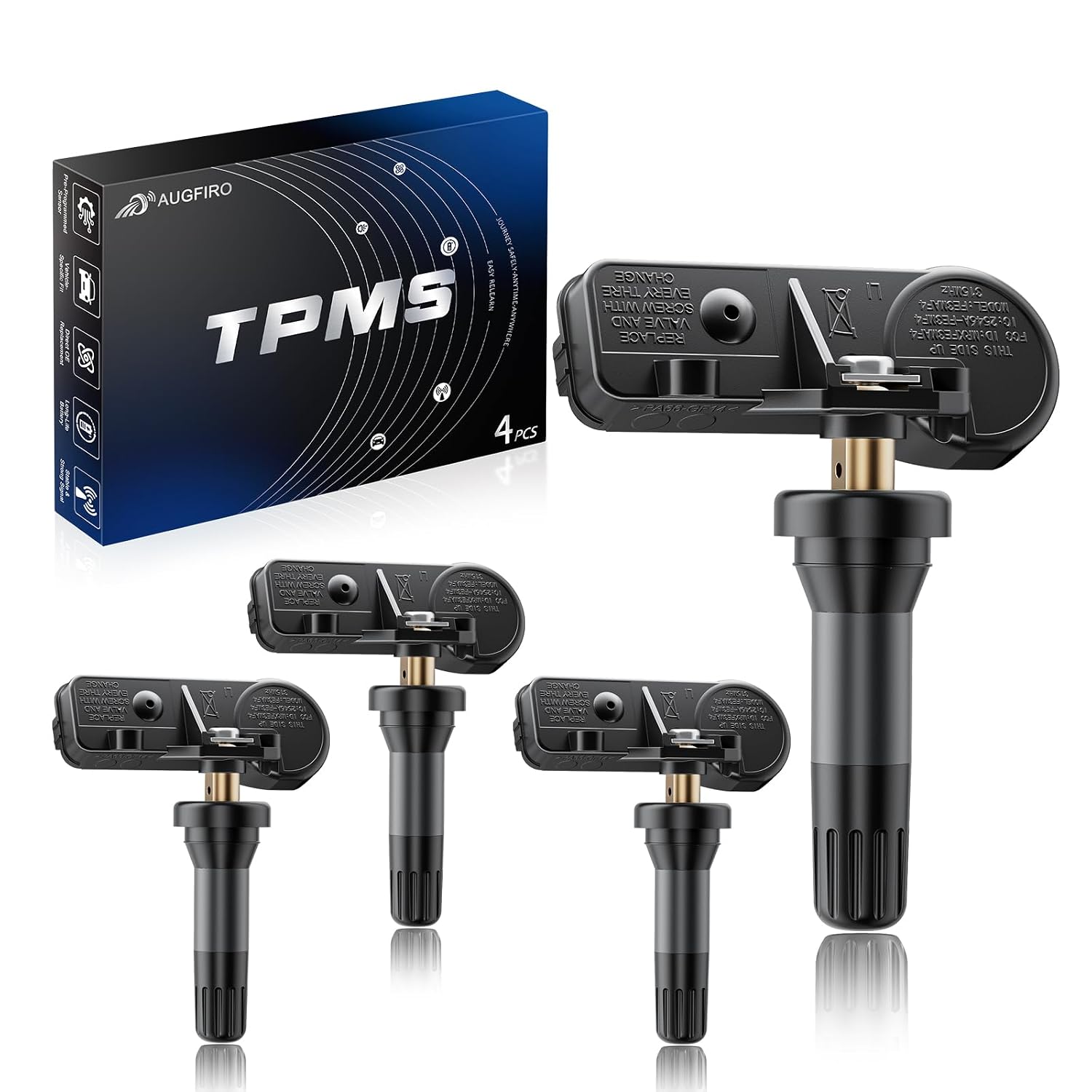 315MHz GM Pre-Programmed TPMS Sensor for Chevy Equinox 07-22,Traverse 09-17,Malibu 08-16,Impala 06-20,Cruze 11-15,Camaro 10-15,Trax 13-22,OE#13586335 13598771,4PCS