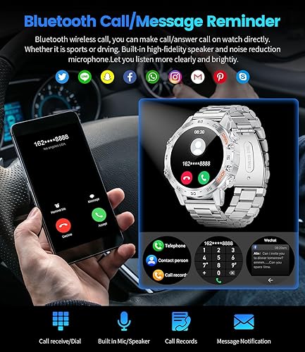 Miniatura 5 de Reloj inteligente para hombre, contador de pasos, contador de pasos, 2 correas de reloj, HD, IP68, resistente al agua, 1.39 pulgadas, HD, IP68, para