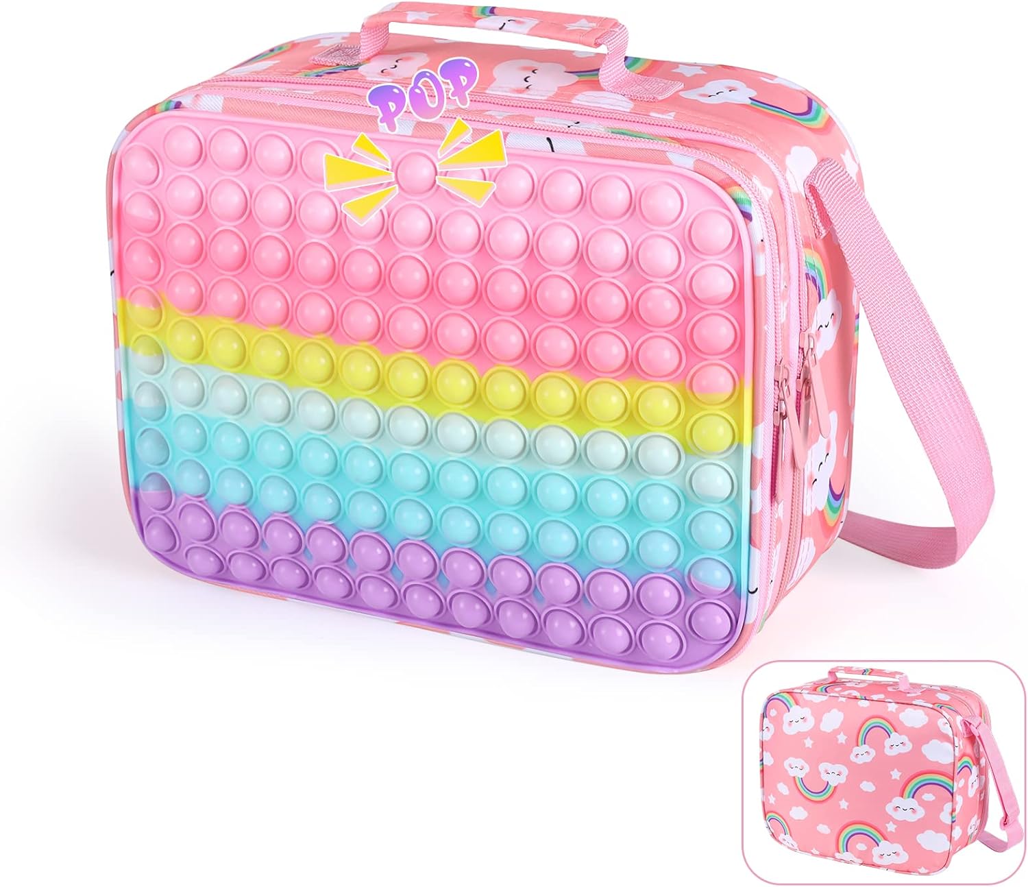 Wsslon Girls Pop Lunch Box,Kids School Lunch Bag Insulated Lunch Large Tote Bag for