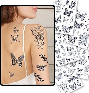 CHARLENT Semi Permanent Butterfly Tattoos for Women, Realistic Fake Tattoos