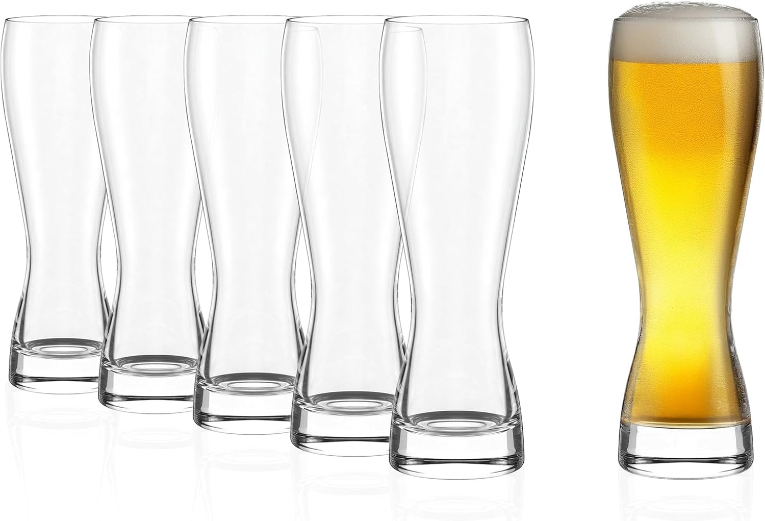 Stölzle Lausitz Wheat Beer Glasses Set of 6. Dishwasher Safe Beer Glass Set (10.25 Fl oz). Durable and Stylish Bar Glasses, Premium Gifts for Dads