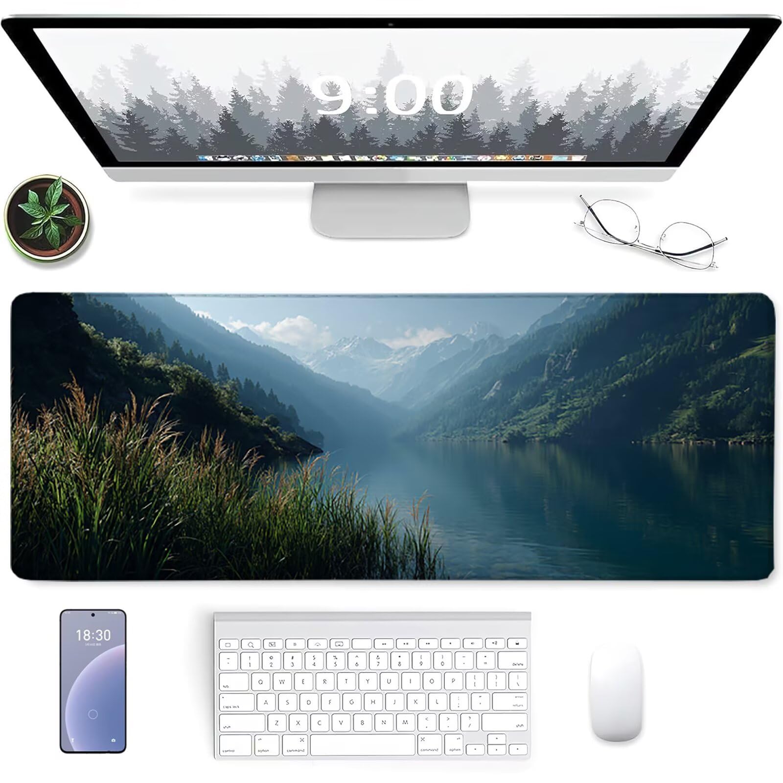 Pflanzs Gamingowa podkładka pod mysz, 1600 x 800 x 3 mm, podkładka pod mysz XXL ze zszytymi krawędziami, akcesoria gamingowe, poprawia precyzję i prędkość, podkładka pod mysz, duża do komputera, biura