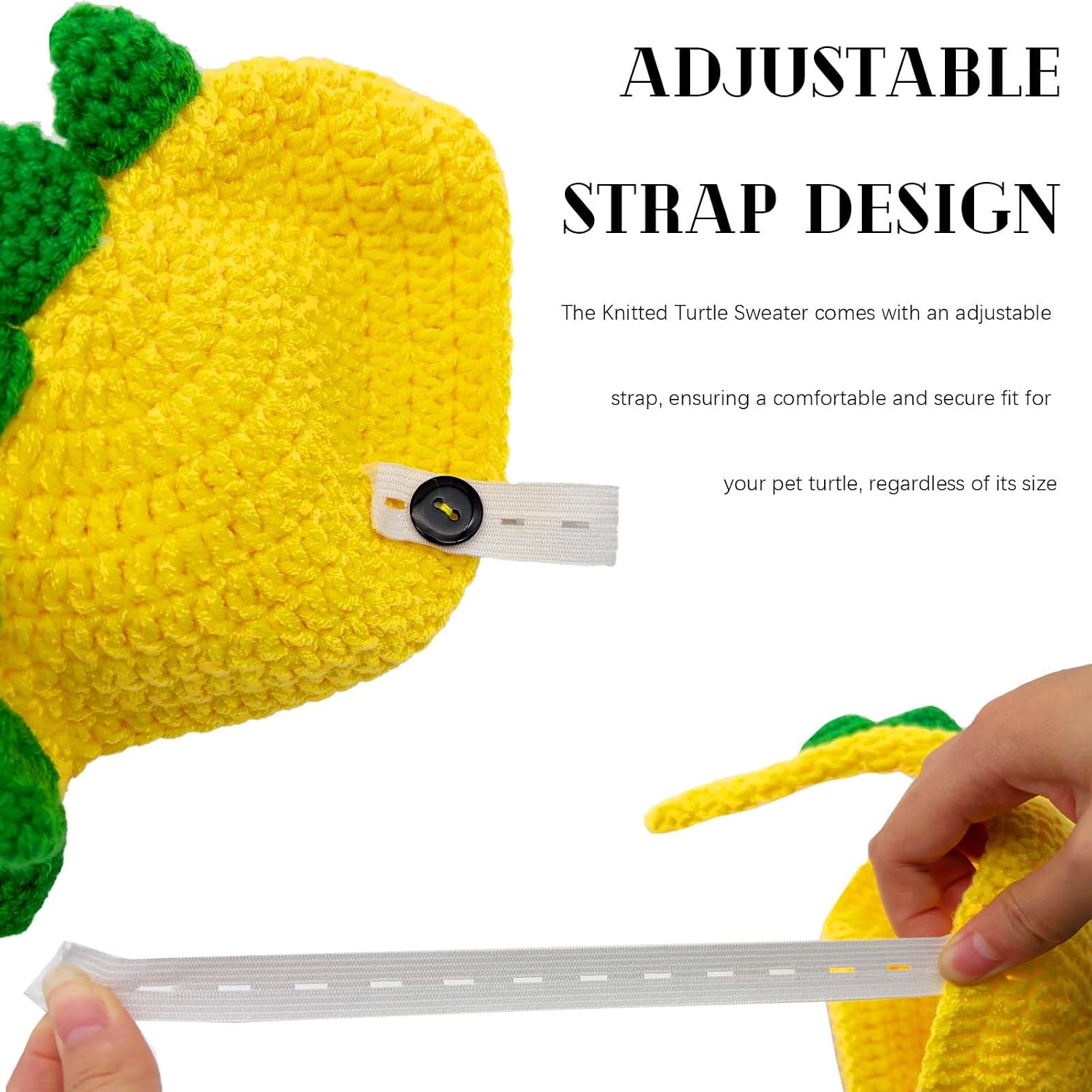 Knitted Turtle Sweater - Dinosaur Shell Costume with Adjustable Strap, Breathable and Warm Winter Pet Outfit, Handmade Tortoise Apparel for Cosplay, Party, and Photo Shoots (Yellow, Small)