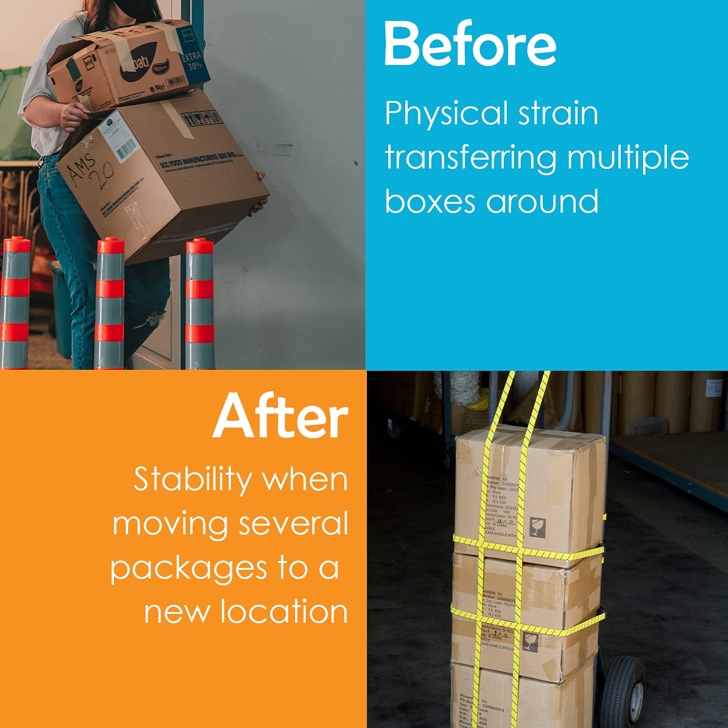 Houseables Bungee Cords with Hooks, Bungie Straps, 4 Pack, 48 Inch Long