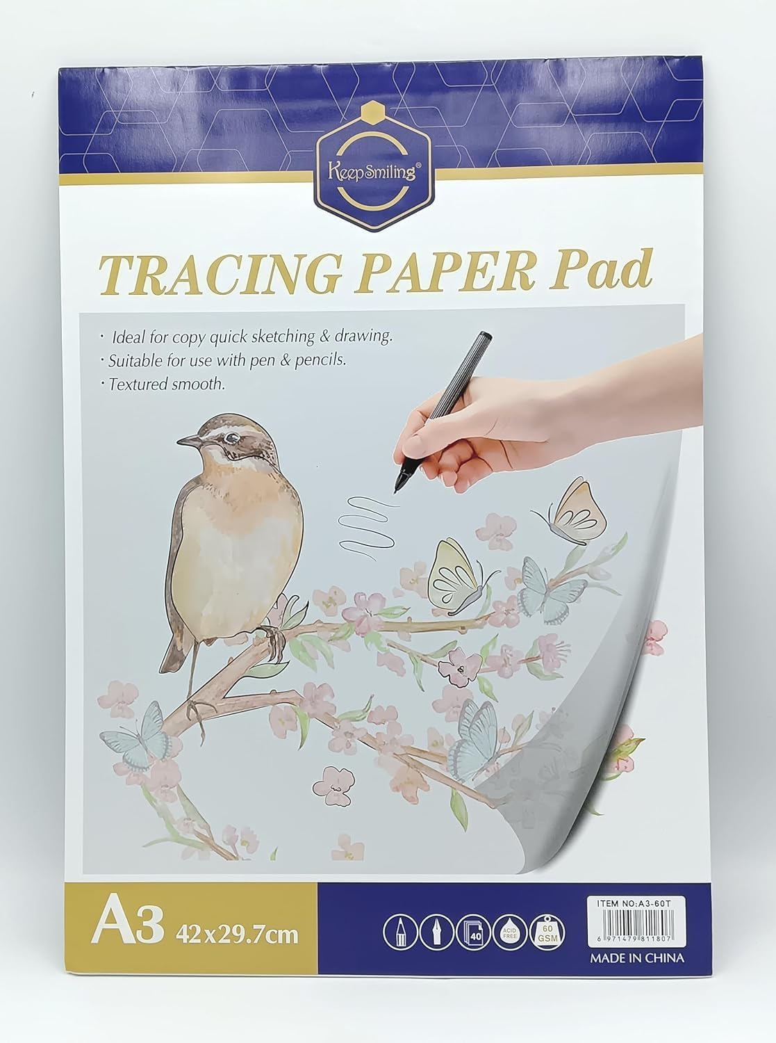 53ARTS A3 Tracing Paper for Drawing,Tracing Paper Pad Translucent Paper Sketching Tracing Paper for Kids Pencil Marker Ink DIY Crafts Painting Works