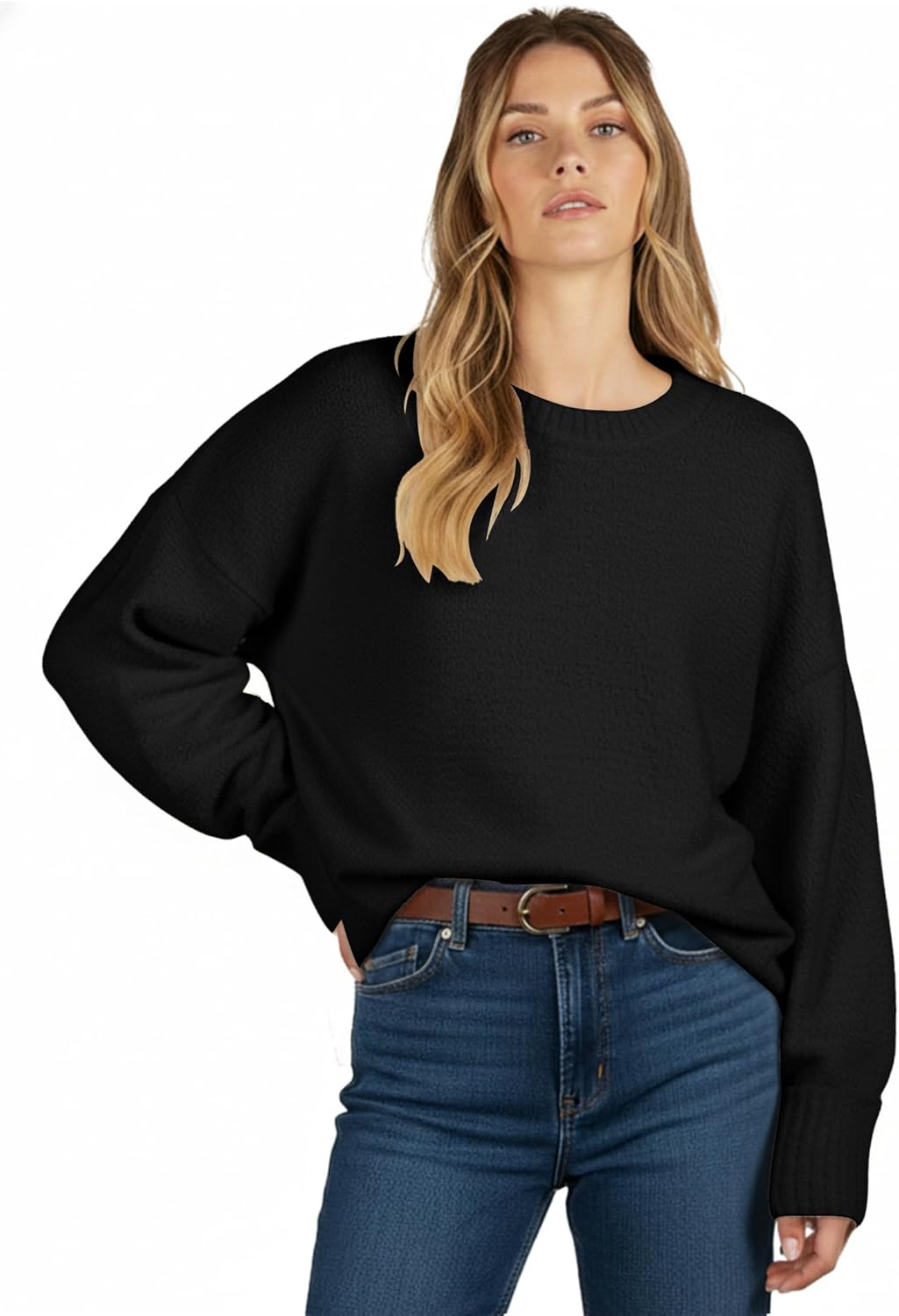 Buauty Womens Oversized Long Sleeve Crewneck Fall Sweaters Chunky Fuzzy Knit Pullover Clothes 2025 Trendy Outfits - Image 2