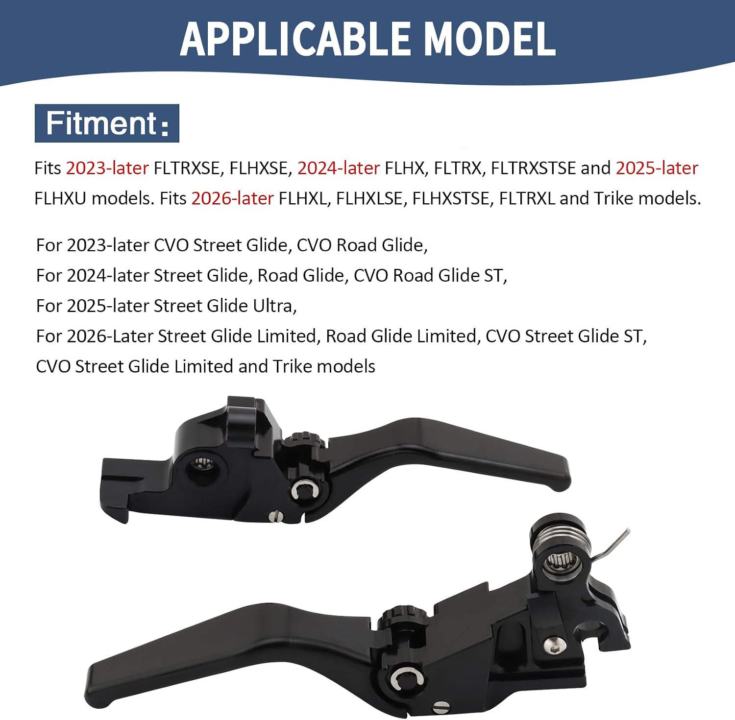 Motorcycle Levers Brake Clutch Handle Lever Adjustable Fit for Harley Touring CVO Street Glide Ultra Road Glide ST Limited Trike FLTRXSE FLHXSE FLHXL FLHXLSE FLHXSTSE FLTRXL (Black, Short)