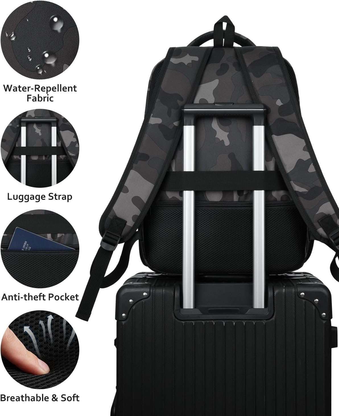 Laptop Backpack for Men Travel Business, College School Computer Bag Bookbag for Teen Boys with USB Charging Port,Water Resistant