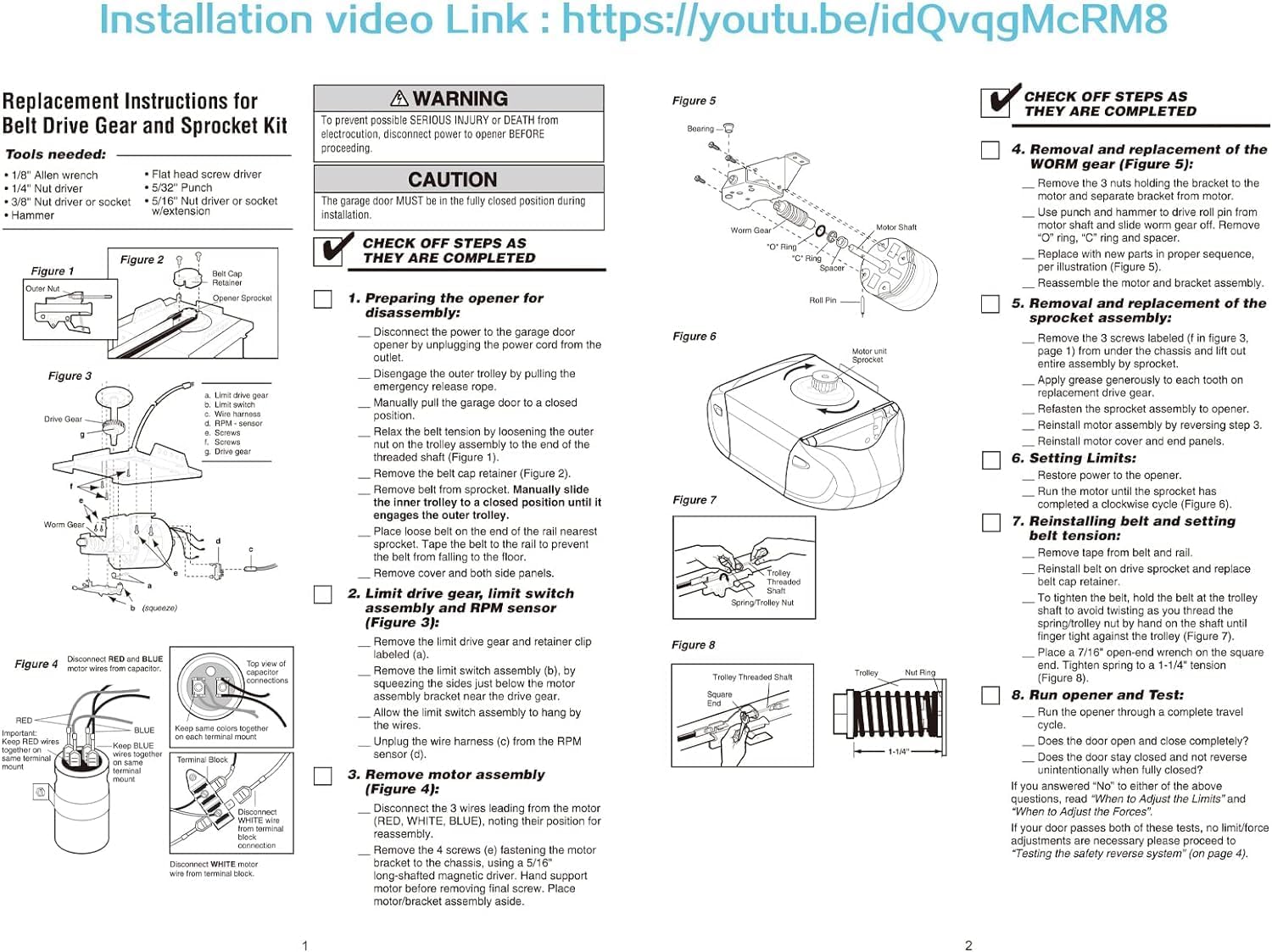 Detailed installation diagram for garage door opener gear replacement