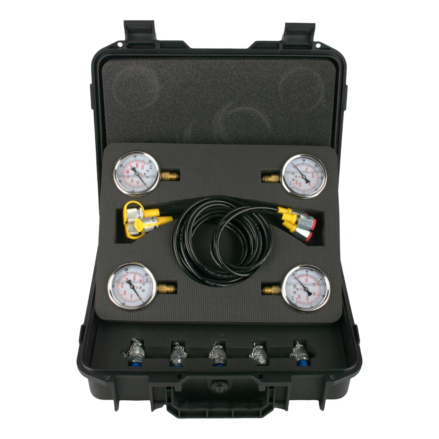 Hydraulic Pressure Test Kit w/ 4 Gauges & 12 Coupling, Excavator Pressure Gauge Testing Tester Coupling Set
