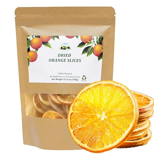 Dried Orange Slices Wheel Dehydrated Orange Slices Sugar Free 100% Natural Fruit For Cocktails, 3.52 oz/100g, Wreath Making, Tea, Cakes, Old Fashioned Citrus Garnish Orange Bulk Home Decor for Christmas New Year